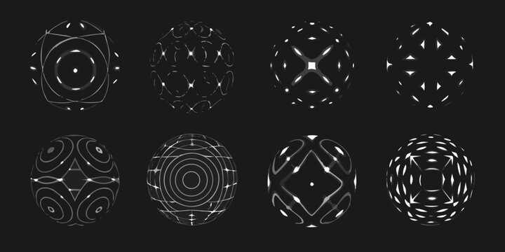 wireframe spheres with glowing connections abstract digital art