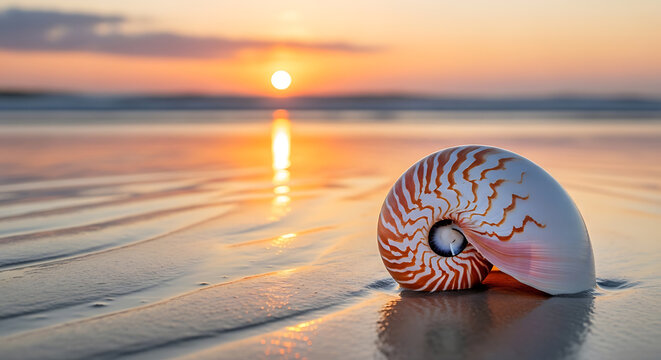 seashell on beach at sunset on transparent background high quality professional detailed