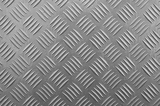 Industrial silver diamond plate metal texture background close up