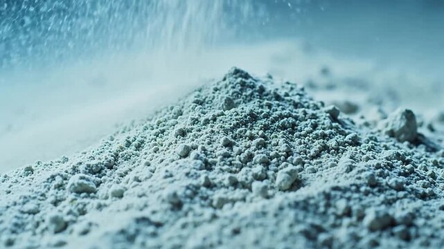 Powder pile with falling particles