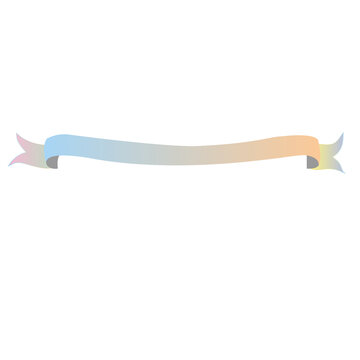 Banner ribbon presents a delicate pastel rainbow gradient with stylized fishtail ends on a plain white background, offering a versatile and colorful space for custom event text or announcements.