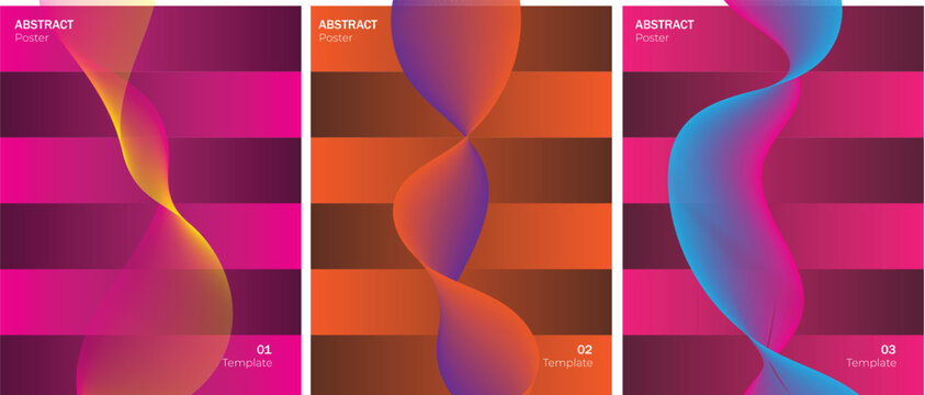 Abstract flowing gradient waves. futuristic fluid shape poster template with dynamic wavy elements