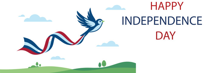 Obraz premium Happy independence day patriotic bird with ribbon celebration