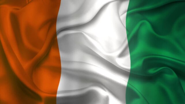 Flag of Ivory Coast, Ivory Coast 3D Animation flag waving in the wind. 4K Ivory Coast Flag Animation waving with fabric texture.
