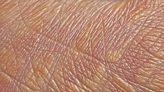 Macro view of aged human skin texture and wrinkles