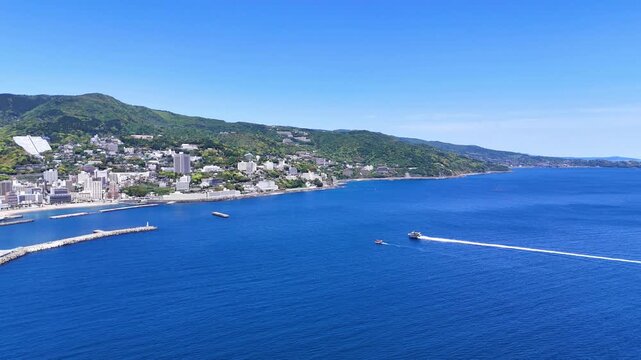 Atami City | Blue Ocean | Resort Town | Summer Coastline - 4K Aerial Video
