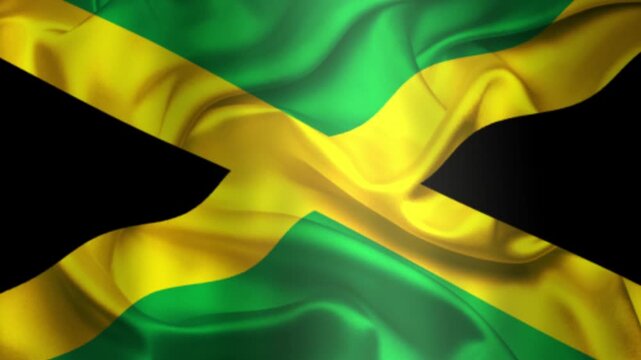 Flag of Jamaica, Jamaica 3D Animation flag waving in the wind. 4K Jamaica Flag Animation waving with fabric texture.
