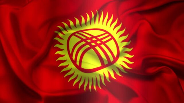 Flag of Kyrgyzstan, Kyrgyzstan 3D Animation flag waving in the wind. 4K Kyrgyzstan Flag Animation waving with fabric texture.
