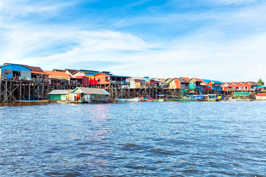 Cambodian stilt houses in floating village
