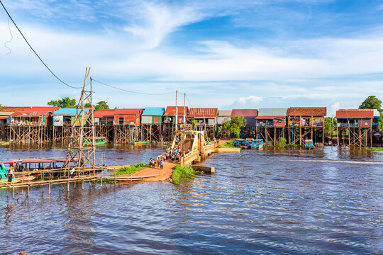 Cambodian stilt houses in floating village