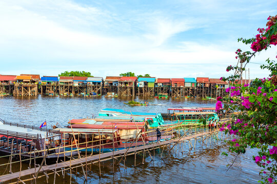 Cambodian stilt houses in floating village