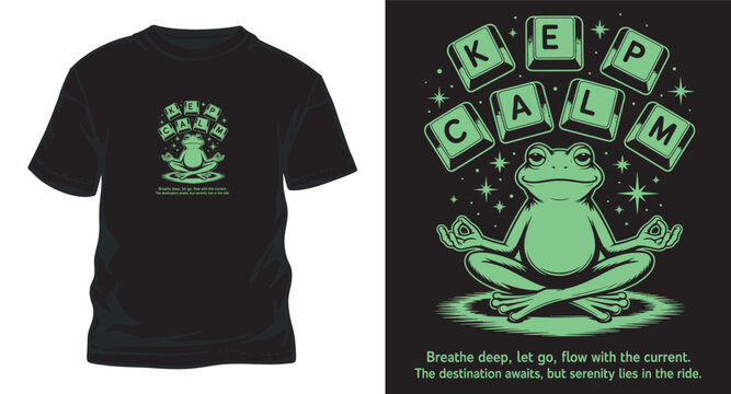 Keep calm frog t shirt design meditation.