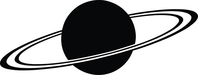 Black Silhouette of Planet Saturn with Rings space © Chayan