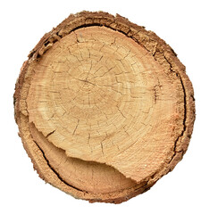 Cross section of a slice of a tree trunk with age or growth rings, dendrochronology wood science png background design element © MikeCS Images