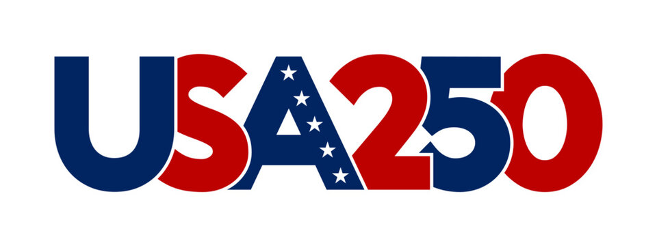 USA 250 Independence day text design. United States national holiday. Vector illustration.