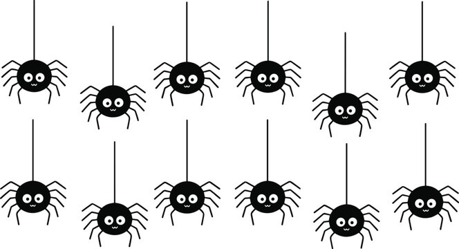 Group of cute cartoon spiders Halloween
