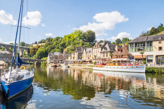 The port of Dinan on the Rance river in Brittany - France