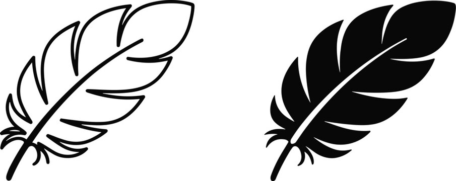 Outline and silhouette of a feather quill black