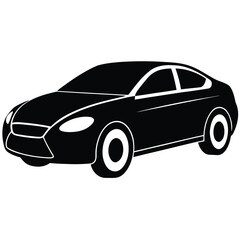 Obraz premium Black modern sedan car side view illustration isolated on white background