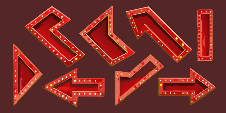 Red arrow set with gold trim vector illustration on maroon background