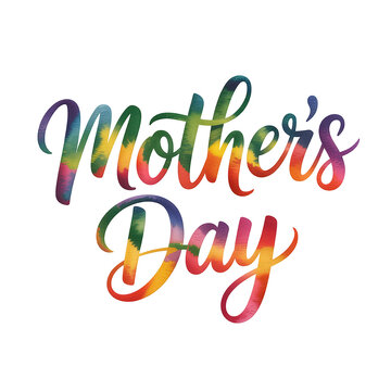 Colorful handwritten mother s day lettering design with rainbow gradient ideal for greeting cards on transparent