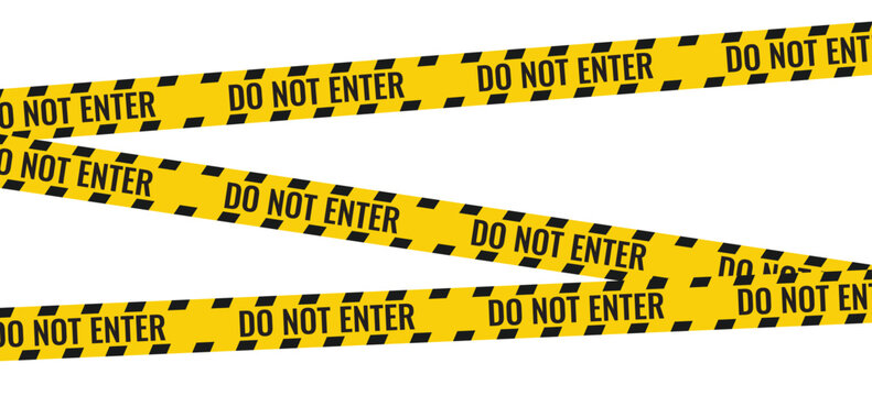 Yellow Do Not Enter Caution Tape with Black Hazard Border Vector Set