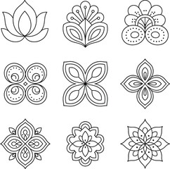 Obraz premium set of ornate floral designs and patterns