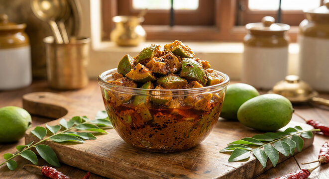 Spicy keri achar packed with bold homemade flavor.