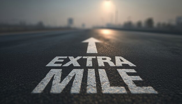 Illustrating Improvement And Increase: Going The Extra Mile With An Upward Arrow To Achieve Goals And Missions With Additional Effort