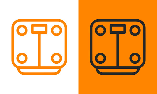 Digital bathroom scale icon in two styles, representing weight management, health, fitness, and body composition tracking for wellness.
