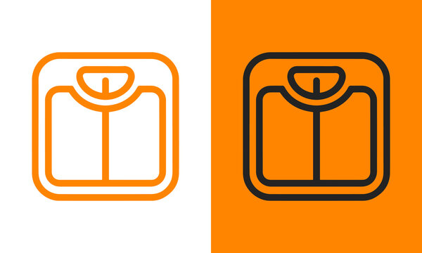 Icon of a mechanical bathroom scale, illustrating weight, health, fitness, and body mass measurement for diet and wellness goals.