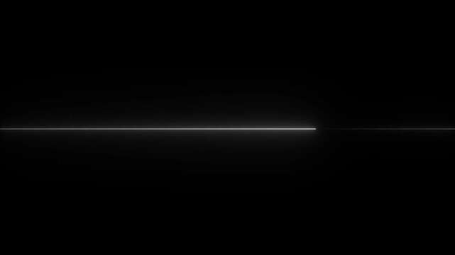 Abstract horizontal glowing white neon line on a dark background with subtle reflection bright clean. 4K video animation.