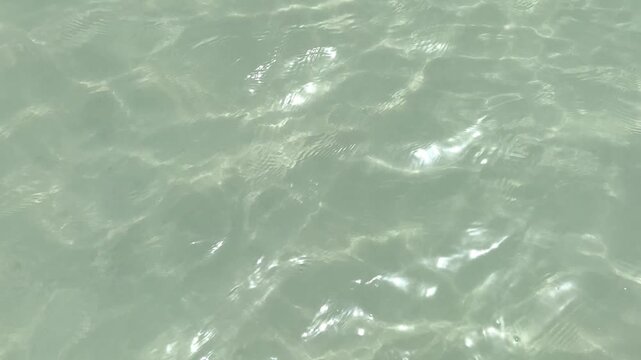 background with blue ripples and waves on the water surface. Waves reflecting light, a swimming pool, sea, ocean. Clear water, splashes, waves, viewed from above. Summer vacation, relaxation, weekend
