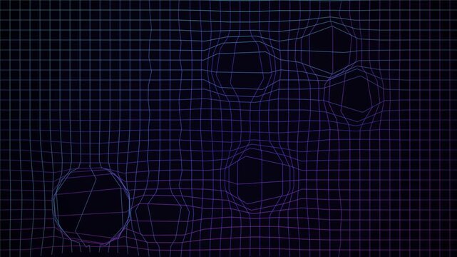 Abstract neon grid background with pulsating geometric distortion effect