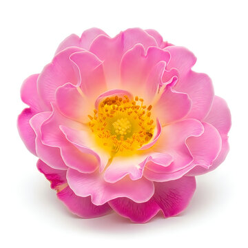 Vibrant pink rose with golden center in full bloom