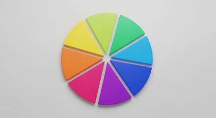 Obraz premium Colorful pie chart divided into eight segments
