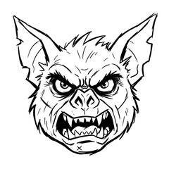 Fototapeta premium Fierce Monster Face Illustration Grinning Creature with Sharp Teeth