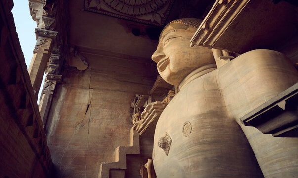 Ancient Jain statues in Gwalior city, India