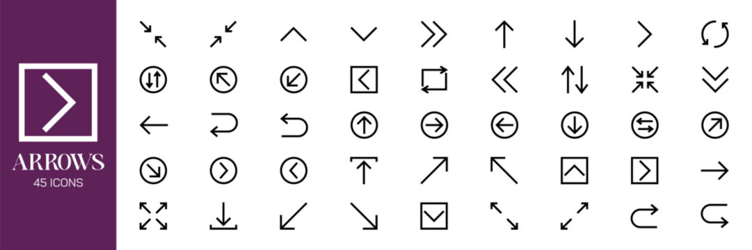 Arrow Icons Set with Directional Pointers Collections, Doodle Style Navigation Symbols. Black Arrow vector .