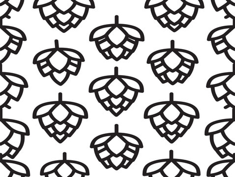 seamless hops pattern flat design vector illustration for brewing and beer