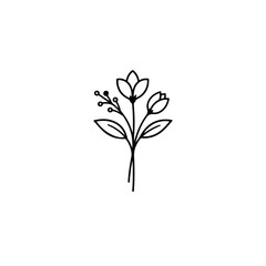 Obraz premium Simple Wildflower Bouquet Line Art Illustration