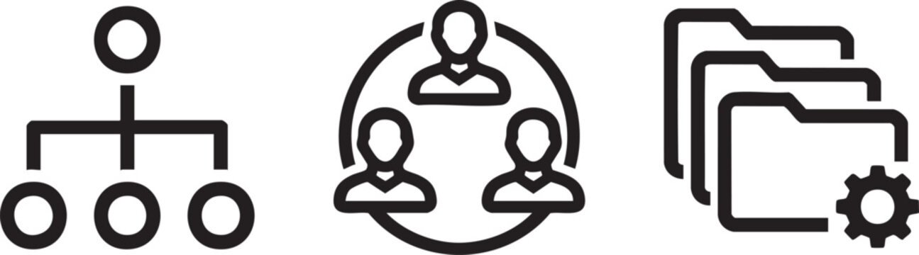 Three organization corporate hierarchy icon collection