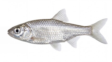 Fototapeta premium Small silver fish swimming isolated