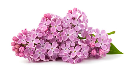 Obraz premium Beautiful bunch of purple lilac flowers isolated on white background, spring blossom