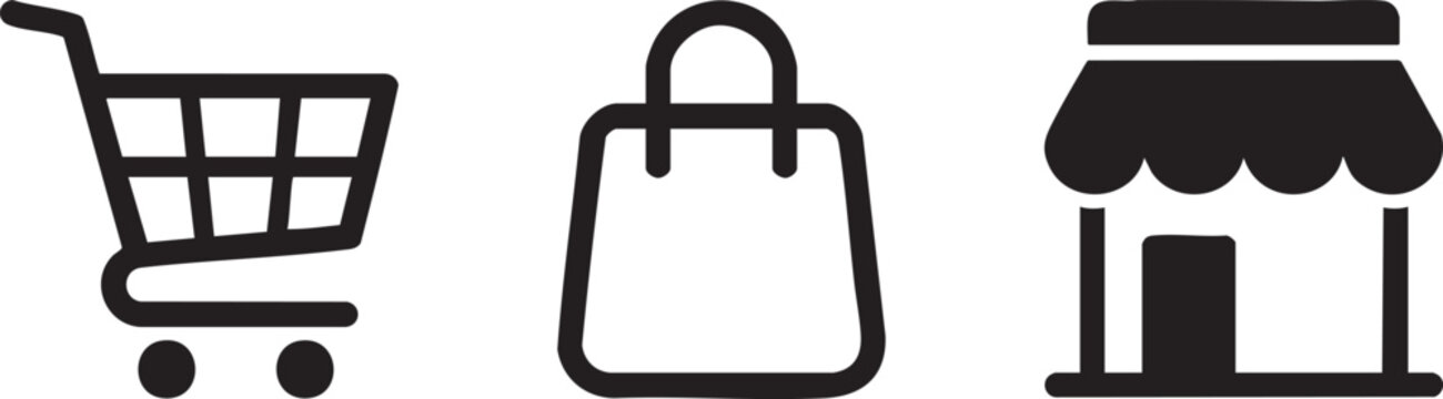 Three shopping store symbol icon bundle