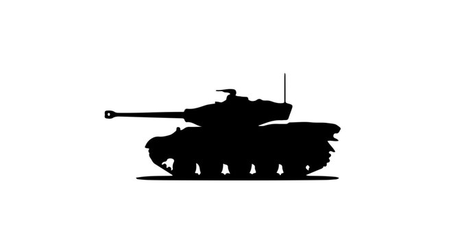 Tank silhouette icon isolated on white background representing military heavy combat machinery vehicle for protection and national defense graphic design