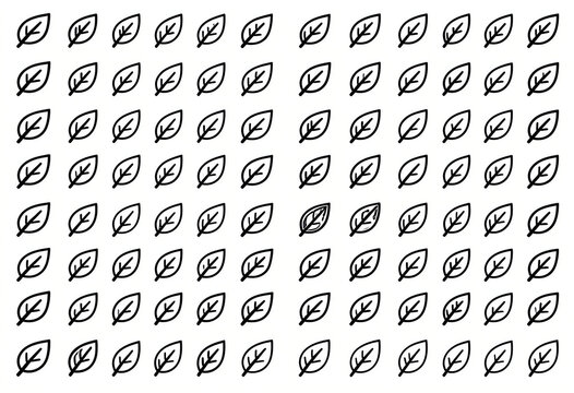 Set of 30 linear outline eco icons with leaves, editable stroke, consistent stroke weight, vector.