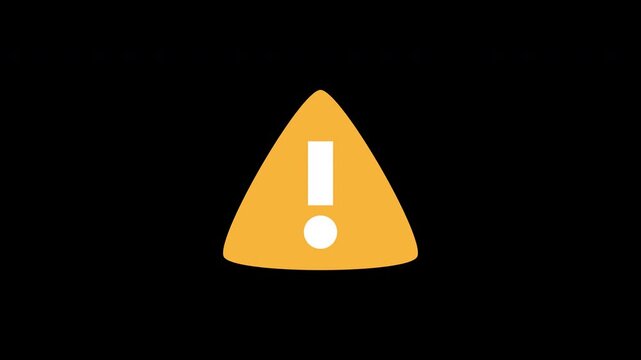 Warning Triangle Icon Pop In Animation Alpha Channel 4K