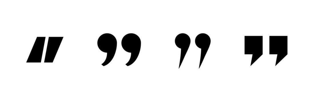 Set of Quote Marks Icon Vector Collection &ndash; Quotemarks Outline, Speech Marks, Inverted Commas, Talking Marks & Talk Bubble Speech Icon