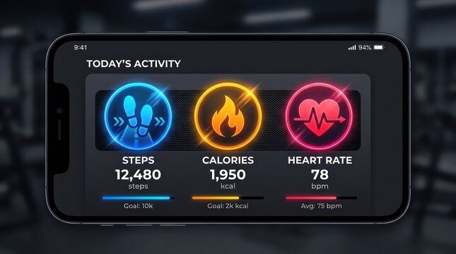 Smartphone displaying fitness tracker app screen.